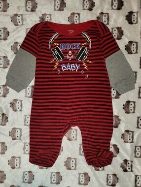 $1 | 0-3m | Striped "Rock-a-bye Baby" Jumpsuit/Footies